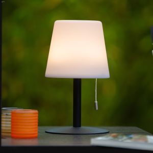 Lámpara de mesa recargable para exterior moderna blanca, Rio, 1,8W, RGB LED, IP44, con interruptor de cuerda