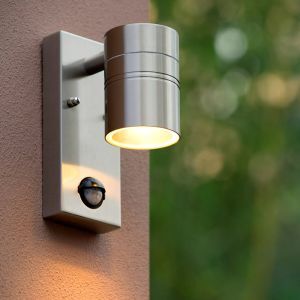 Aplique exterior con sensor de movimiento de metal cromado, Arne, IP44