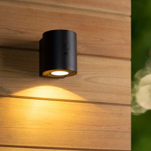 Aplique solar exterior moderno negro, Perth, 1W, 2850K LED, IP65
