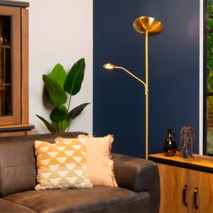 Lámpara de pie de lectura moderna dorada, Zenith, 20W, 3000K LED