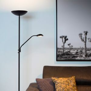 Lámpara de pie de lectura moderna negra, Zenith, 20W, 3000K LED
