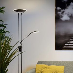 Lámpara de pie de lectura moderna negra, Champion, 20W, 3000K LED