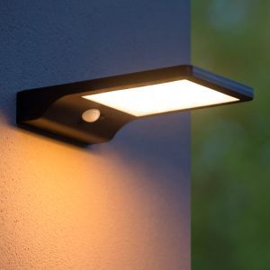 Aplique exterior con sensor de movimiento moderno negro, Basic, 3W, 2700K LED, IP44
