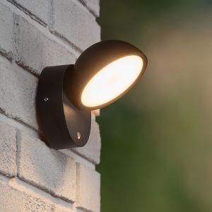 Aplique exterior con sensor crepuscular moderno negro, Finn, 12W, 3000K LED, IP54