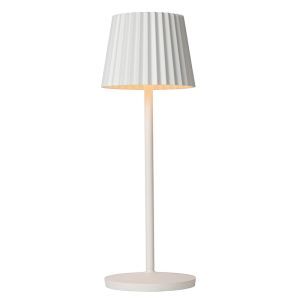 Lámpara de mesa exterior rústica blanca, Justine, 2W, 2700K LED, IP54, con regulador táctil