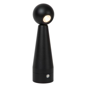 Lámpara de mesa recargable moderna negra, Ipsos, 3W, dim to warm LED, con regulador táctil