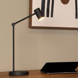 Lámpara de mesa recargable moderna negra, Tipik, 3W, 2700K LED, con regulador táctil