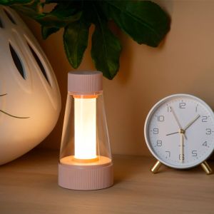 Lámpara de mesa recargable para exterior moderna rosa, Lorali, 1,2W, 2700K LED, IP44, con regulador táctil