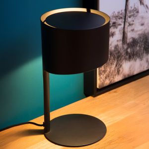 Lámpara de mesa moderna negra, Knulle, con interruptor