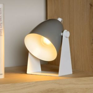 Lámpara de mesa moderna gris, Chago, con interruptor