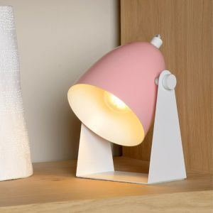 Lámpara de mesa moderna rosa, Chago, con interruptor