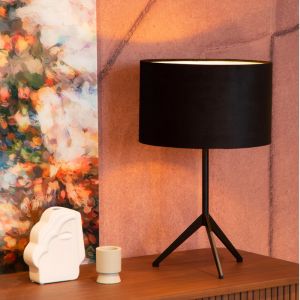 Lámpara de mesa moderna negra, Tondo, con interruptor