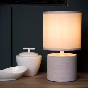 Lámpara de mesa de cerámica gris, Greasby, con interruptor