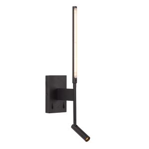 Aplique moderno negro, Finan, 6W, 2700K LED, con interruptor