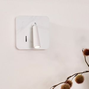 Aplique de madera blanco, Oregon, 3W, 3000K LED, con interruptor