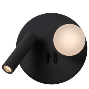 Lámpara de cama moderna negra, Matiz, 3,5W, 3000K LED, con interruptor