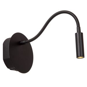 Lámpara de cama moderna negra, Jolijn, 2W, 3000K LED, con interruptor