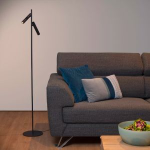 Lámpara de pie de lectura moderna negra, Philon, 4,5W, 3000K LED, con regulador táctil