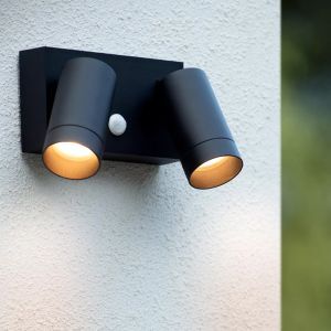 Aplique exterior con sensor de movimiento moderno negro, Taylor, IP54