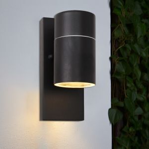 Aplique exterior con sensor crepuscular negro moderno, Pedro, IP44