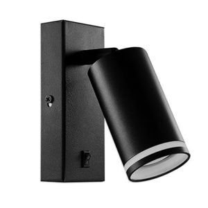 Foco de pared moderno negro, Yorinde, con interruptor
