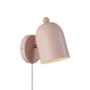 Aplique pared infantil de metal rosa, Gaston, con interruptor