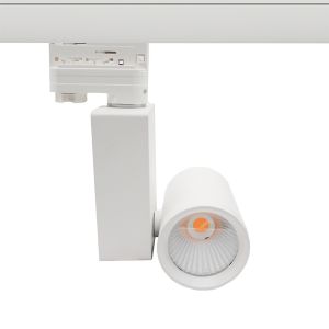 Foco de carril trifásico Blanco Deena, 38W, 3000K, Pro