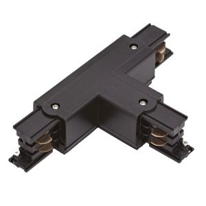 Conector en forma de T para iluminación sobre riel trifásico, derecho 1, negro, Pro