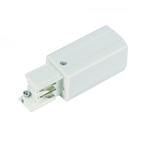 Conector de alimentación para iluminación sobre carril trifásica, izquierda, blanco, Pro