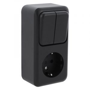 Enchufe e interruptor Q-Link, serie, con conexión a tierra, negro
