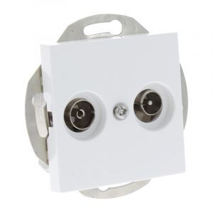 Q-Link S-Line Socket Montaje empotrado para radio / TV, blanco polar