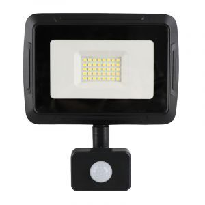 Foco proyector con sensor de aluminio negro, Miro, 30W, 6000K LED, IP65