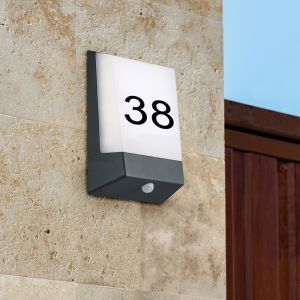 Aplique exterior con sensor crepuscular moderno negro, Bernadette, 9W, 3000K LED, IP54
