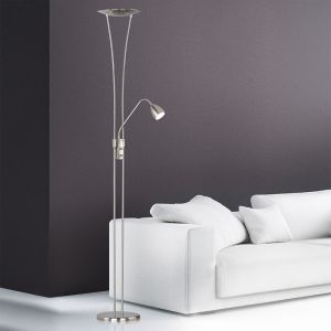 Lámpara de pie antigua níquel, Stijn, 20W, 3000K LED, con interruptor