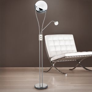 Lámpara de pie retro cromada, Xelly, 22W, 3000K LED, con interruptor