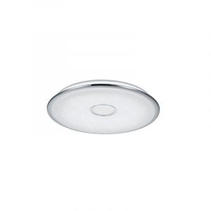 Plafón de techo de vidrio cromado, Yailee, 100W, ajustable entre luz blanco cálido y frío LED, con mando a distancia