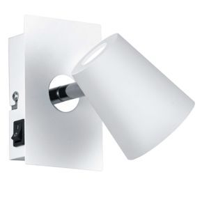 Foco de pared de vidrio blanco, Laysha, 6W, 3000K LED, con interruptor