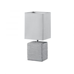 Lámpara de mesa de cerámica gris, Karola, con interruptor
