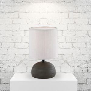 Lámpara de mesa de cerámica marrón, Yeraz, con interruptor