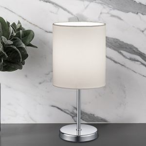 Lámpara de mesa moderna cromada, Zoe, con interruptor