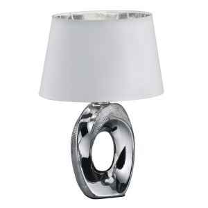 Lámpara de mesa de cerámica plateada, Moldrup, con interruptor