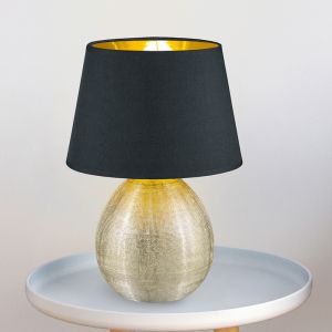 Lámpara de mesa de cerámica dorada, Yet, con interruptor