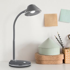 Lámpara de mesa moderna plateada, Nano, 3,2W, 3000K LED, con interruptor