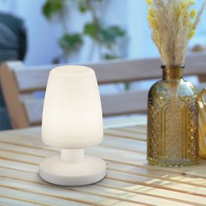 Lámpara de mesa exterior moderna blanca, Maruf, 1,5W, 3000K LED, IP44, con interruptor