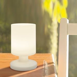 Lámpara de mesa exterior de plástico blanca, Wiesje, 1,5W, 3000K LED, IP44, con interruptor