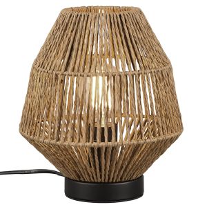 Lámpara de mesa de ratán marrón, Fleurtje, con interruptor