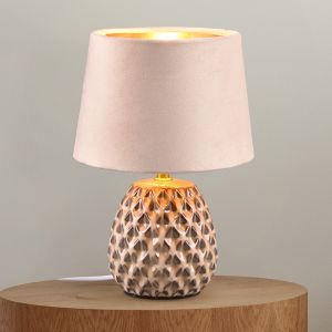 Lámpara de mesa de cerámica beige, Anderson, con interruptor