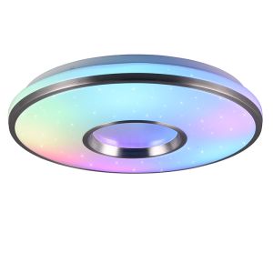 Plafón de techo de plástico blanco, Franz, 21W, RGBW LED, con mando a distancia