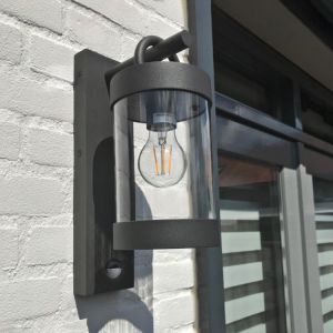 Aplique exterior con sensor de movimiento moderno antracita, Sambesi, IP44