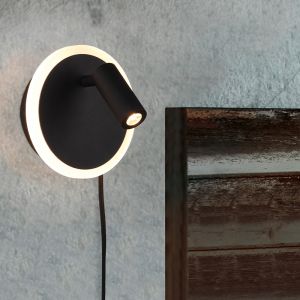 Aplique moderno negro, Sirias, 5W, 3000K LED, con interruptor